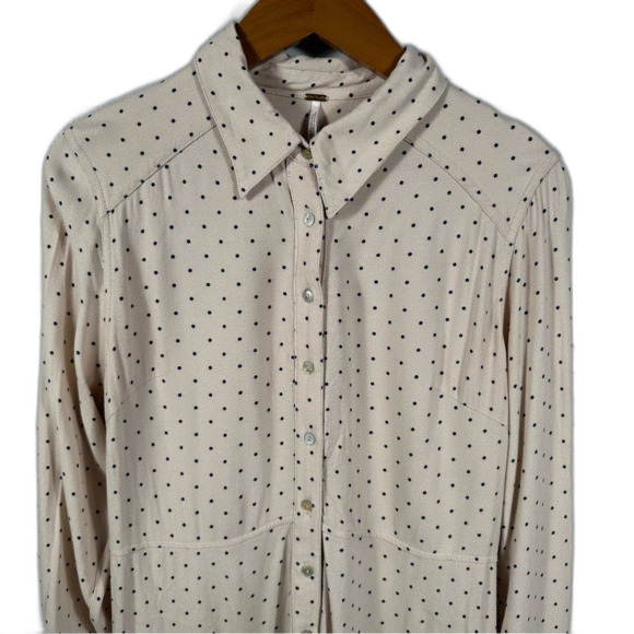 Free People Blush This Town Polka Dot Valentine’s Buttondown Dress Size Medium - Picture 16 of 16